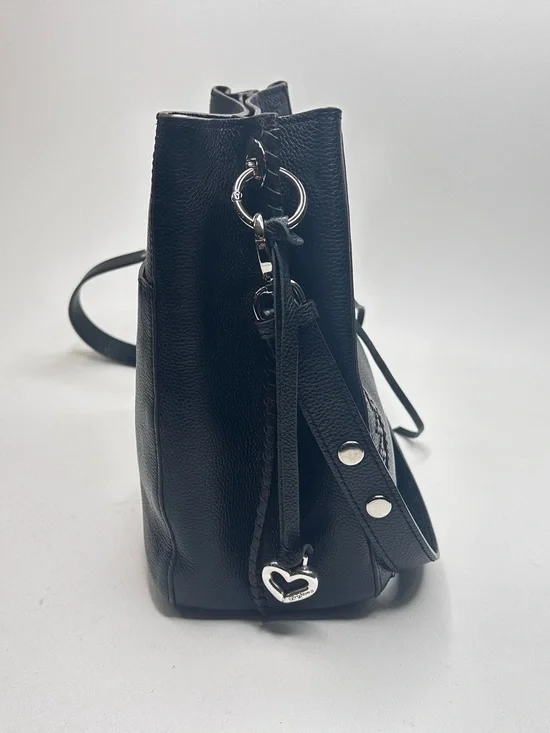 BRIGHTON Interlok Georgia Convertible Hobo BLACK $565 Pebbled Leather Celtic EUC - Picture 5 of 13